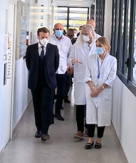 9 avril 2020 : Emmanuel MACRON et Didier RAOULT, IHU Méditerranée Infection Marseille