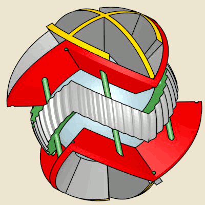 Fraisoïde ZZ dentée à engrenages pour machine sphérique ZZ // Fraisoid with teeth and gearing for the ZZ spherical engines by Yves SAUGET and Pascal HA PHAM